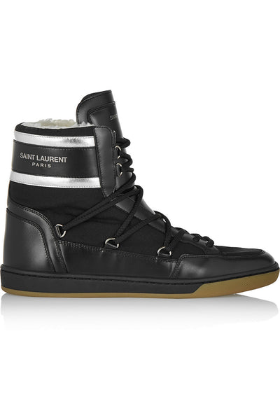 Copy of Faux shearling-lined leather and shell high-top sneakers