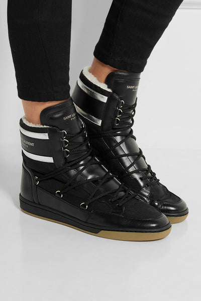 Copy of Faux shearling-lined leather and shell high-top sneakers